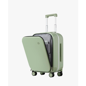 mixi Carry On Luggage, 20'' Suitcase with Front Laptop Pocket, Travel Rolling Luggage Aluminum Frame PC Hardside with Spinner Wheels & TSA Lock and Cover - Avocado Green