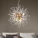 Small Modern Chandelier, 8 Lights Gold Dandelion Chandelier, Firework Crystal Chandeliers for Dining Room, Sputnik Pendant Light Fixture for Kitchen Island, Bedroom, 8-Light 15.75"