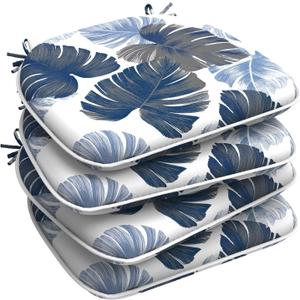 LVTXIII Indoor/Outdoor Chair Cushions Seat Cushions with Ties, Patio Chair Pads D16xW17 Inch for Patio Furniture Garden Home Office Decoration 4 Pack, Big Leaves