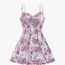 Floerns Women's Summer Spaghetti Strap Cowl Neck Satin Mini Tropical Dress Size US 9Y, EU 134