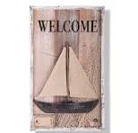 NAUTIMALL Wooden nautical wall decor shabby chic rustic vintage 3d wall art coastal artwork light model ship beach decoration for living room lake house ocean bathroom sea boat ornament