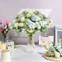 Olgaa 12 Bundles Peonies Artificial Flowers Silk Flowers Fake Peony Bouquet Faux Peonies Flowers Bulk for Wedding Decor Centerpiece Table Decorations (Blue Green)