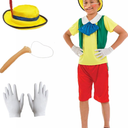 fun shack Puppet Costume for Kids, Fairytale Costumes for Boys, Puppet Costume for Girls Boys, Long Nose Costume, XL, without gloves and nose