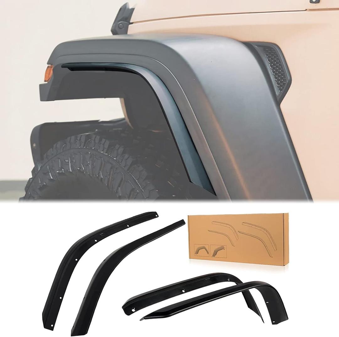 Front & Rear Fender Flares Compatible with 2018-2023 Jeep Wrangler JL & JLU Unlimited & 4XE 2/ 4 Doors, Off-Road Wheel Flares Liner 4 PCS(Not Fit High Clearance Fender Flares)