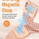 Wearlizer Braided Magnetic Band Compatible with Apple Watch Bands 42/46/38/40/41/44/45/49mm Women Men, Designer D-Shape Stretchy Elastic Nylon Strap for iWatch Series 11 10 9 8 7 6 5 4 SE/Ultra 3 2 1