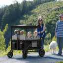 MomZi 4 Seater Wagon Stroller for Kids, Collapsible Wagon Stroller with Removable Canopy, Foldable Stroller Wagon with Seat and Storage Pocket for Baby Toddlers Black