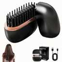 Glambrushs Mini Hair Straightener Brush, 3-Speed Temperature Control, Rapid Heating & Anti Scald Shell, Lightweight Travel-Friendly, (Black)