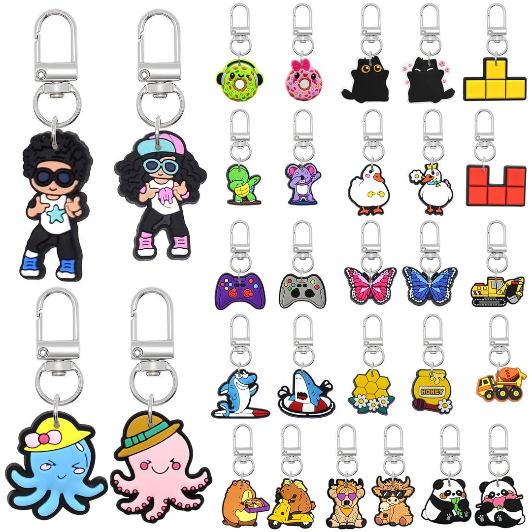 30pcs Best Friend Keychain, Kawaii Charms Aesthetic Bulk Funny Keychain Bag Charm Backpack Charms for Men Women Couples Purse Accessories Cute Car Key Ring PVC Pendant Key Chains Friend Birthday gift