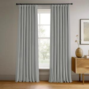 HPD Half Price Drapes Signature Velvet Thermal Blackout Curtains for Living Room 108 Inch Long (1 Panel) Rod Pocket Insulated Blackout Curtains for Bedroom Window Curtains, 50W x 108L, Reflection Grey