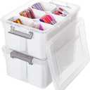 Citylife 17 QT Plastic Storage Bins Clear Storage Box with Lids Multipurpose Stackable Storage Containers for Organizing Tool, Craft, Crayon, 2 Packs