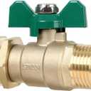 STYDDI Full Flow Brass Garden Hose Shut Off Valve, Heavy Duty 1-Way No Restricted-Flow Water Shut-Off Connector, 3/4 GHT High Flow Hose Ball Valve Adapter Coupling, Lawn Hose-end Flow Control Valve