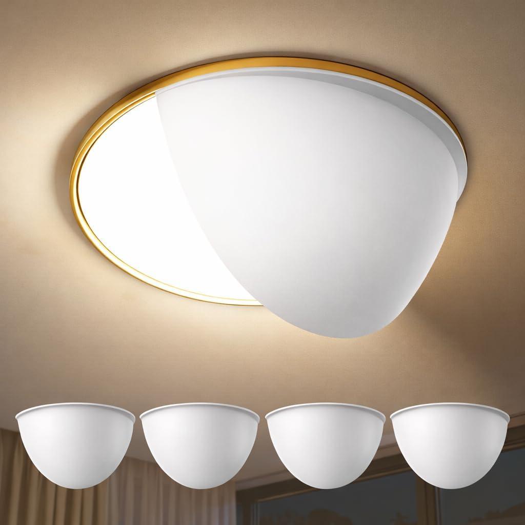 4 Pack Recessed Light Covers, 4" Stick-On Light Diffusers, 40% Translucent Half Shade, Anti-Yellow Cream White, Easy Installation with Strong Double-Sided Adhesive