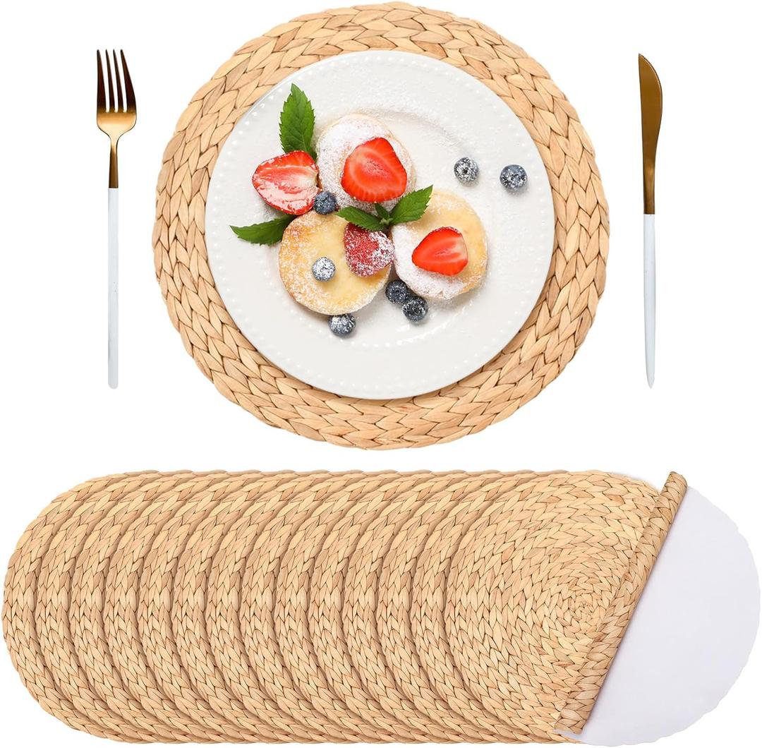 Sinmoe 100 Pack Disposable Paper Placemats Bulk 13 Inch Paper Placemats Disposable Charger Plates Table Place Mats for Dinner Wedding Birthday Summer Spring Party Dinner Tableware