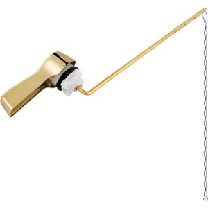 Hibbent Universal Metal Front Mount Toilet Handle Replacement Kit, Brass Toilet Flush Tank Lever with Stainless Steel Flapper Chains for Most Toilets, Shiny Gold