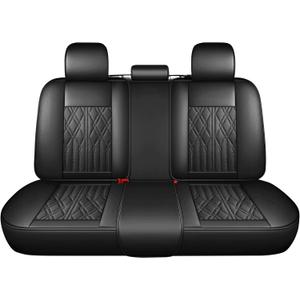 Huidasource Leather Back Row Seat Covers, Waterproof Rear Split Bench Car Seat Covers, Vehicle Seat Cushion Cover Protector Universal Fit for Most Cars Sedan SUV Pickup Truck(Back Row/Black)