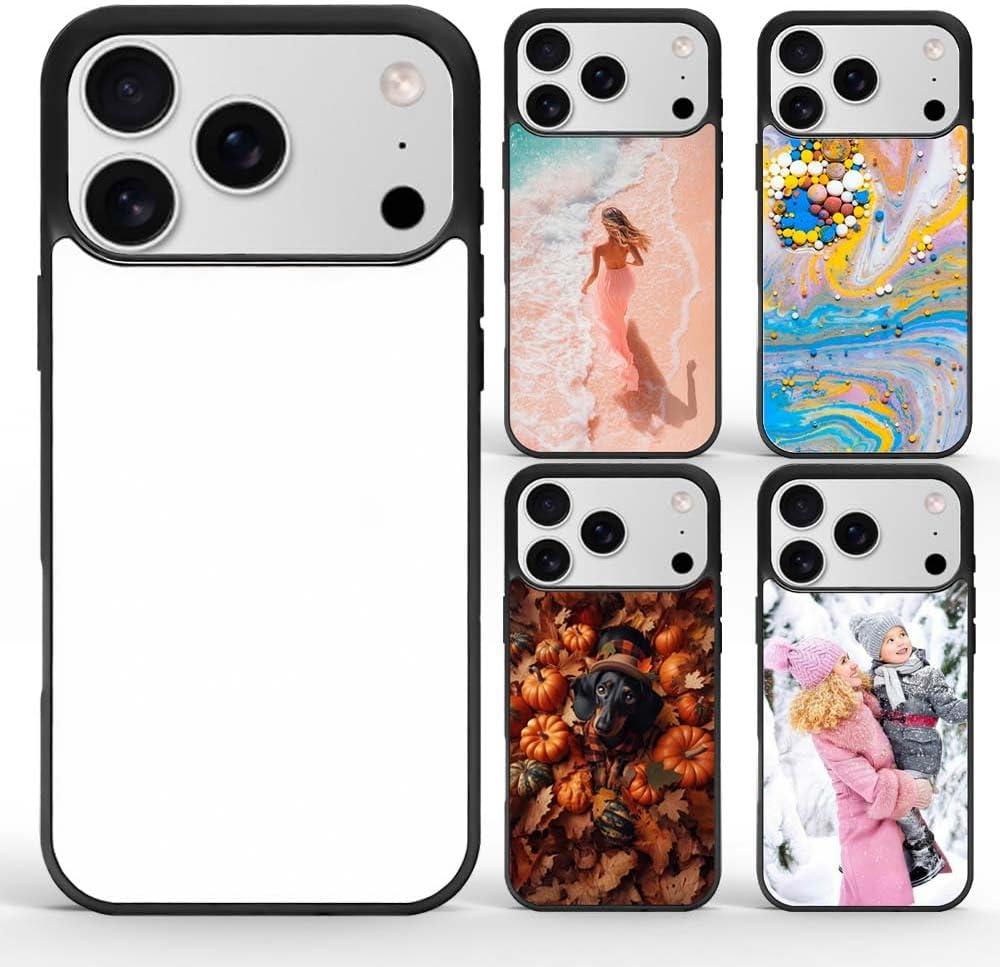 Sublimation Blank Phone Case Compatible for iPhone 17 Pro Max/5 Pieces,Shockproof Soft TPU Printable Picture Heat Press Transfer DIY Customize Phone Covers Black