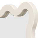 22"x30" White Wavy Wall Mirror for Vanity, Cream Solid Wood Irregular Mirror for Bedroom, Cute Squiggle Mirror for Aesthetic Decor, Small Asymmetrical Curvy Frame