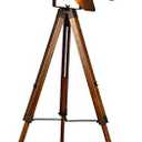 Decoluce Vintage Tripod Floor Lamp, Height Adjustable Wooden Camera Tripod Rotatable Spotlight Tall Standing Light, Nostalgic Cinema Lamps for Living Room, Bedroom, Studios Decor(Black)