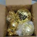 32 Pack Mini Disco Balls Decorations Different Sizes Mirror Ball with Hanging String Small Disco Ball Ornament for Disco Theme Party Cake Topper DJ Club Christmas Wedding Home Decor (Gold)