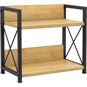 Giikin Countertop Shelf Organizer, 2 Tier Kitchen Spice Rack Organizer for Countertop, Wood Coffee Counter Shelf Organizer for Home (Bamboo, S)