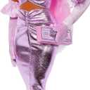 Barbie Deluxe Style Doll #1 in Barbiecore Outfit, Pink Hair and Glossy Pink Dress with Accessories Like Velvet Gloves, Money Purse, and More (Multicolor)