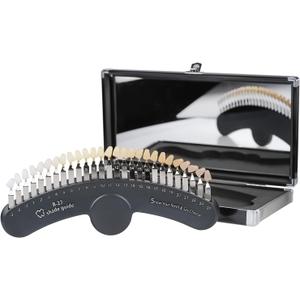 REEHUT R-27 Teeth Whitening Shade Guide Tooth Bleaching Shade Chart 3D R-27 Professional Tooth Color Comparing Tracking with Case & Mirror 27 Colors