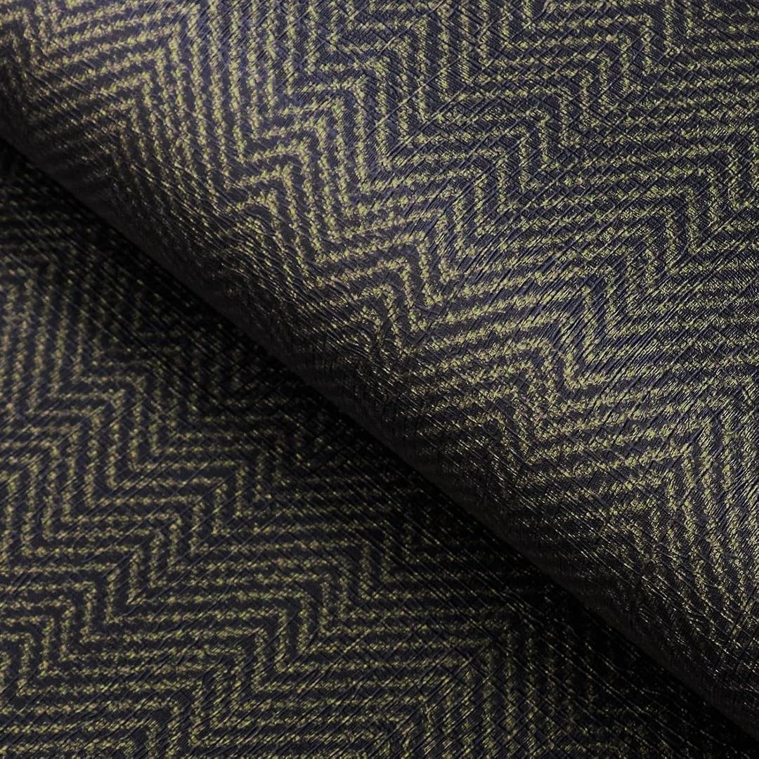 FunStick 24"x200" Black and Gold Peel and Stick Wallpaper Removable Geometric Grasscloth Wallpaper Fabric Grass Cloth Black Contact Paper Self Adhesive Wallpapers for Bedroom Cabinets Drawers Shelves