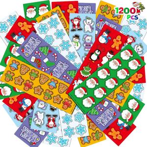 ArtCreativity 1200 Christmas Stickers for Kids - with 100 Sticker Sheets Holiday Stickers Assortment- Stocking Stuffers for Kids, Bulk Christmas Party Favors for Boys and Girls Ages 3 4 5 6 7 8