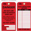 BearTOOLS Scaffold Tags - Safety Inspection Kit with Cable Ties - Danger Scaffold Status Warning Sign - Laminated 3 x 6 in, Pack of 25 - Weatherproof, Tear-Resistant - Red Tags