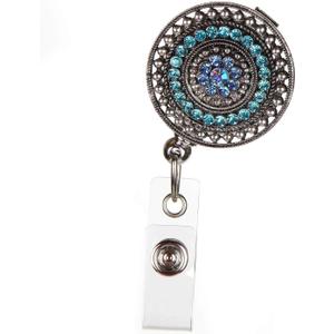 ID AVENUE Retractable Badge Holder 32" Fashionable Badge Reels Retractable for Office Workers Teachers Students Nurses with 360° Swivel Alligator Clip Cute Badge Reel (Razzle Dazzle Teal)