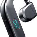 One Ear Headset Open Ear Air-Bone Conduction Headphones Wireless Bluetooth Headset Earpiece with Microphone for Cell Phones 30H Playtime Air-Bone Conducting Ear Piece Earphones for Sports Work (Black)