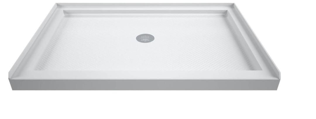 DreamLine SlimLine 36 in. D x 42 in. W x 2 3/4 in. H Center Drain Single Threshold Shower Base in White, DLT-1136420