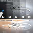 66W Modern LED Ceiling Light, 5 Rings Flower Flush Mount Light Fixture with Remote Control Chrome Dimmable Ceiling Lamp for Living Room, Bedroom, Dining Room, Hallway, Kitchen, 31.89Inch