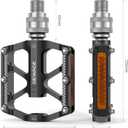 Bike Bicycle Pedals - 9/16 Quick Release Pedals Aluminum Flat Pedals - 3 Bearings Bicycle Pedals with Reflectors for Mountain Road BMX MTB Folding Bike