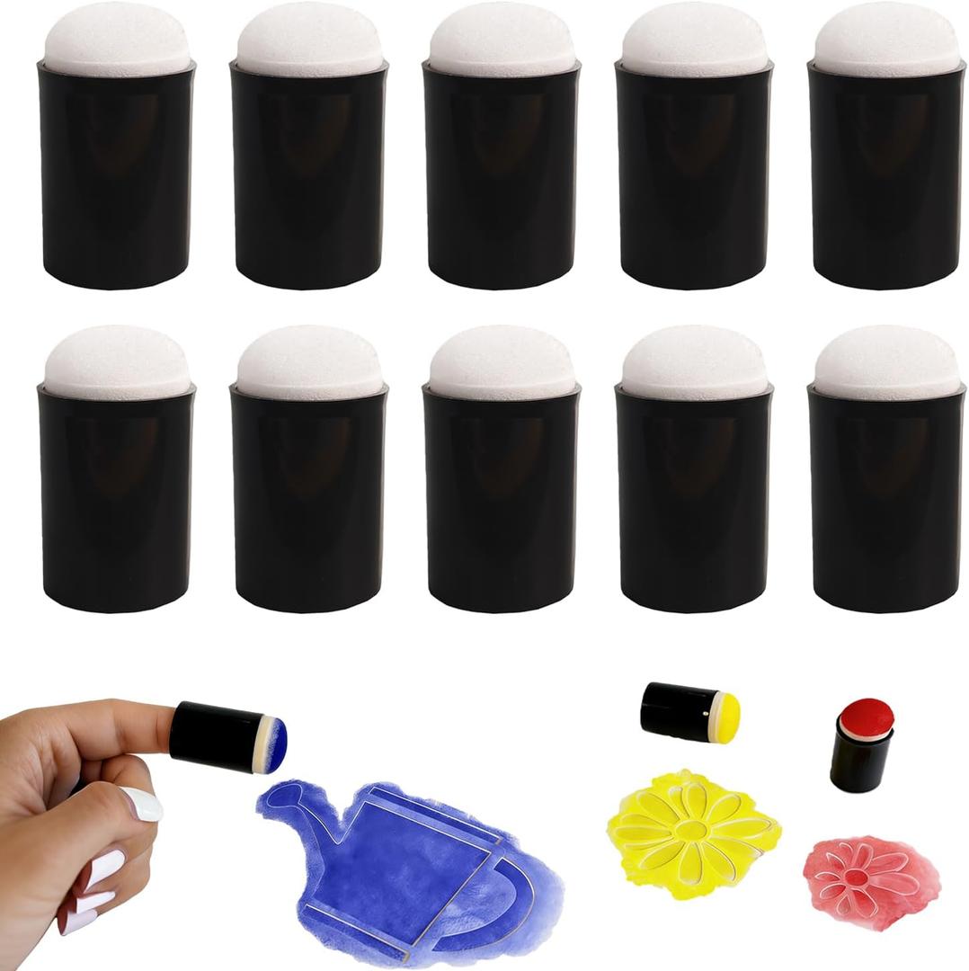 2 x 10Pcs Finger Sponge Daubers – Reusable Ink Daubers for Finger Painting, Card Making, Stamping, DIY Crafts, Ink Blending Brushes, Art Projects (Black)