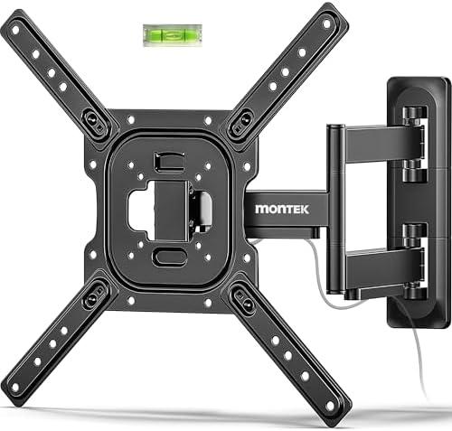 monTEK Full Motion TV Wall Mount for 2365 Inch Flat & Curved TVs and Monitors, Swivel & Tilt Articulating Bracket, Max VESA 400x400mm, Holds up to 77 lbs, Perfect Center Design