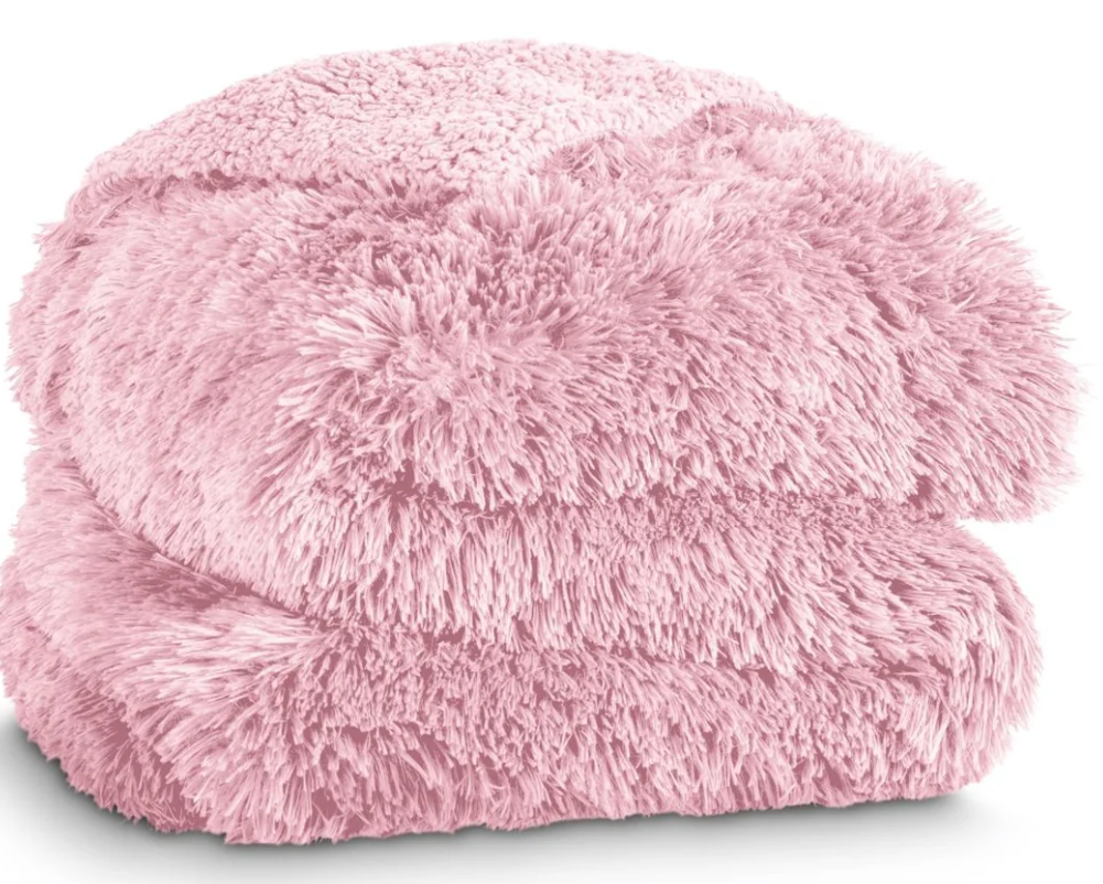 GONAAP Fuzzy Faux Fur Throw Blanket Twin Size Pink Super Soft Cozy Plush Fuzzy Shaggy Blanket for Couch Sofa Bed (Pink, Twin(60"x80"))