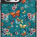 Ehreus Floral Butterfly Phone Case for iPhone 14 Pro Max - Slim Shockproof Hard Shell, 5ft Drop Protection, Cute Aesthetic Wild Flower Pattern, Tough Protective Case for Women and Girl