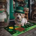 St. Patricks Day Rug Welcome Door mat 17x29 inch, Green Clover Lucky Door Mat for Front Door, Non-Slip Low Profile Indoor Outdoor Entryway Mat, Holiday Seasonal Home Decor (V3)