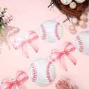 TaoBary 2 Pcs Pink Bow and Baseball Banner Baseball Paper Garland Party Decorations Sports Theme Hanging Decoration Paper Garland for Baby Shower/birthday Party Wall Decorations Photo Props