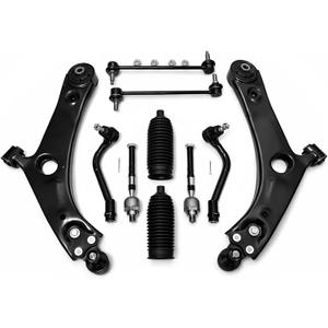 Front Lower Suspension & Steering Kit 10 PCS, Fit for Kia Sportage 2011-2013, for Hyundai Tucson 2010-2013, Control Arm with Ball Joint, Sway Bar Link, Inner & Outer Tie Rod End, Rack Bellows