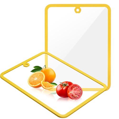 Cutting Board, Glass Cutting Boards for Kitchen, Chopping Board Set with Non-Slip Edges & Hanging Hole, Dishwasher- Safe Clear Cutting Board for Countertop, Meal Prep & Serving