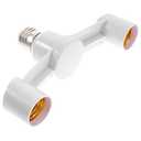 Housoutil E27 Light Socket Splitter Adapter, Double Heads Lamp Socket Branch for Led Bulbs, Pbt Fire-Resistant Material, White, 7.08x3.93x1.18 Inches, Ideal for Home, Office, Workshop, Exhibition