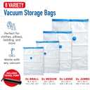 Spacesaver Vacuum Storage Bags with Hand Pump - Vacuum Seal Bags for Clothing, Comforters, Blankets - Reusable Compression Bags for Travel, Moving, Organization - 2S, 2M, 2L, 2XL Sizes - Pack of 8, 2S, 2M, 2L & 2J