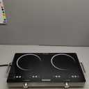 Karinear 2 Burner Electric Cooktop 110V, Portable Electric Stove with Handle, Knob Control Electri Hot Plate, Ceramic Countertop Burner, Timer, Safety Lock, 9 Power Level, 2000W, 24 inch(White)