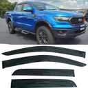 in-Channel Window Visors Vent Deflectors Sun Shade Rian Guard for Ford Ranger SuperCrew Cab 2024 2025 2026 Smoke Tinted
