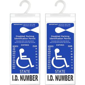 LotFancy Handicap Placard Holder, Ultra Transparent Disabled Parking Permit Protector Sleeve, 2Pcs Handicapped Placard Cover for Auto, with Large Hook