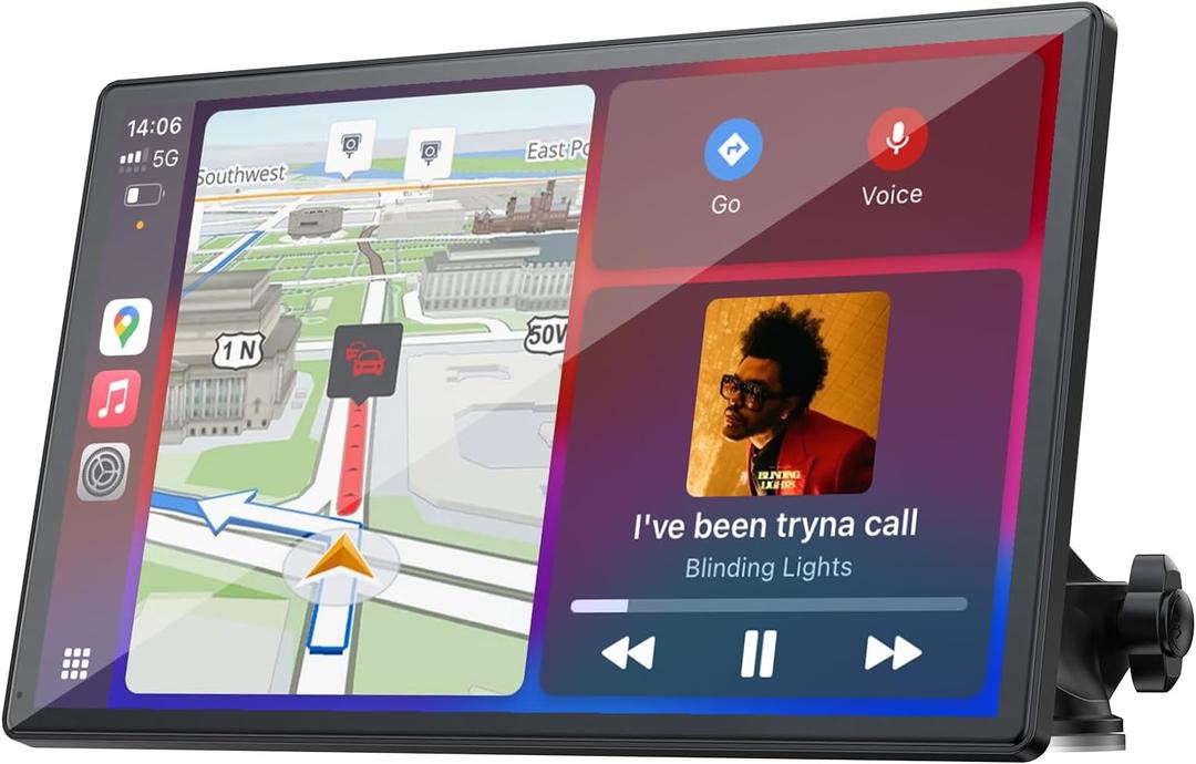 Carplay Screen for Car, 9'' Wireless CarPlay & Android Auto- Upgrade Portable Touchscreen with Bluetooth, Mirror Link, Voice Control, Hands-Free Calling,Plug & Play Car Play Screen