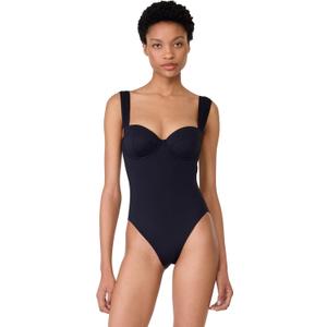 kate spade new york Women's Solid Underwire One Piece Swimsuit (Large, Black)