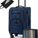LOVEVOOK Business Softside Checked Luggage with 15.6/17.3 Inch Laptop Compartment, 24 Inch Checked Suitcase with Spinner Wheels, Large Capacity Luggage with TSA Lock for Business Trip Travel Navy Bule, 24 Inch - Checked-Medium